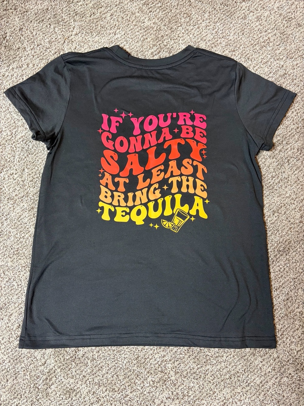 SHEIN Black Logo Tee with Small Orange Accent